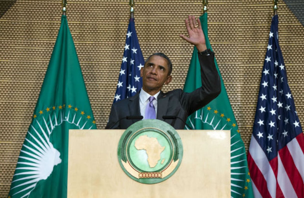 Le président américain, Barack Obama, lors de son discours historique au siège de l’Union africaine à Addis Abeba, en Éthiopie, le 28 juillet 2015. © Evan Vucci/AP/SIPA