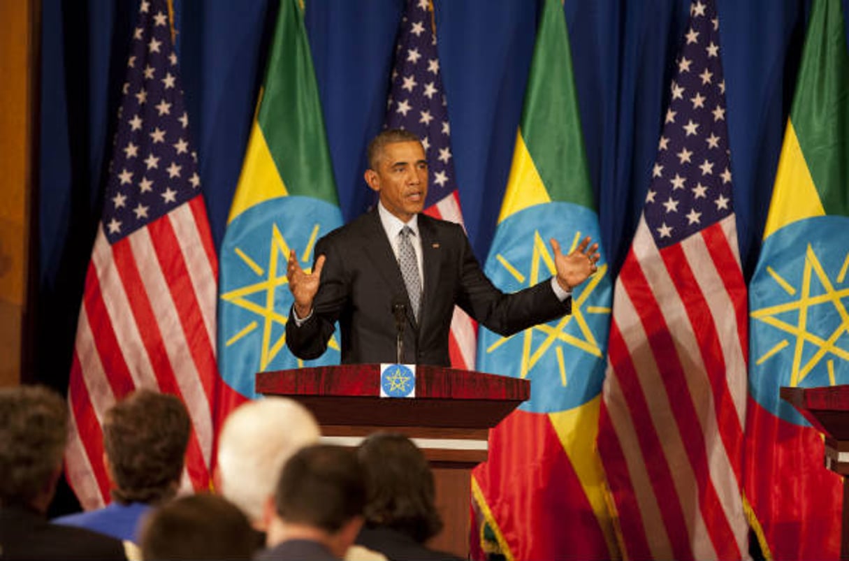 Le président Barack Obama lors d’une conférence de presse à Addis-Abeba en Éthiopie, le 27 juillet 2015. © Sayyid Azim/AP/SIPA