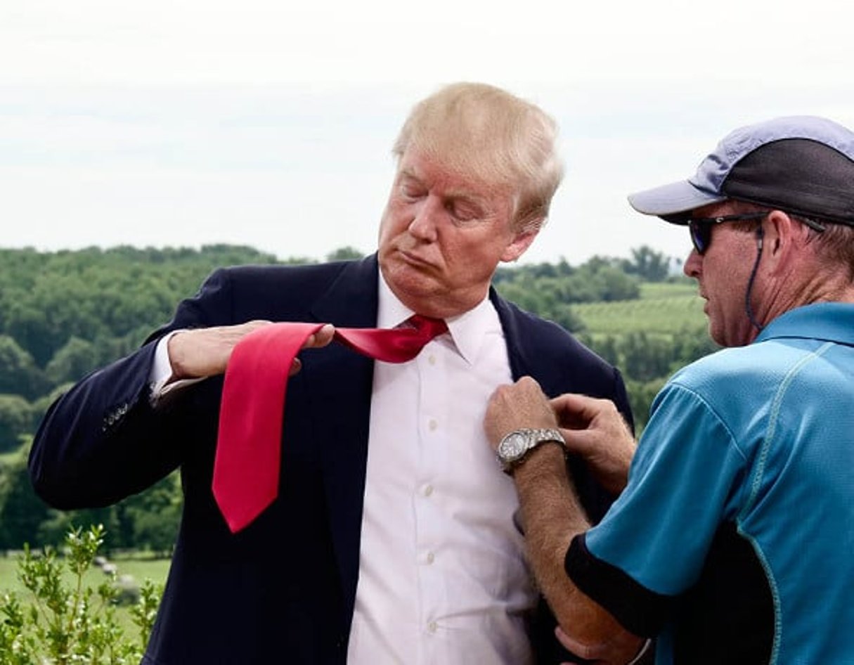 Donald Trump, le 14 juillet 2015, à Charlottesville (Virginie) avant une interview. © Ron Sachs/Newscom/Sipa