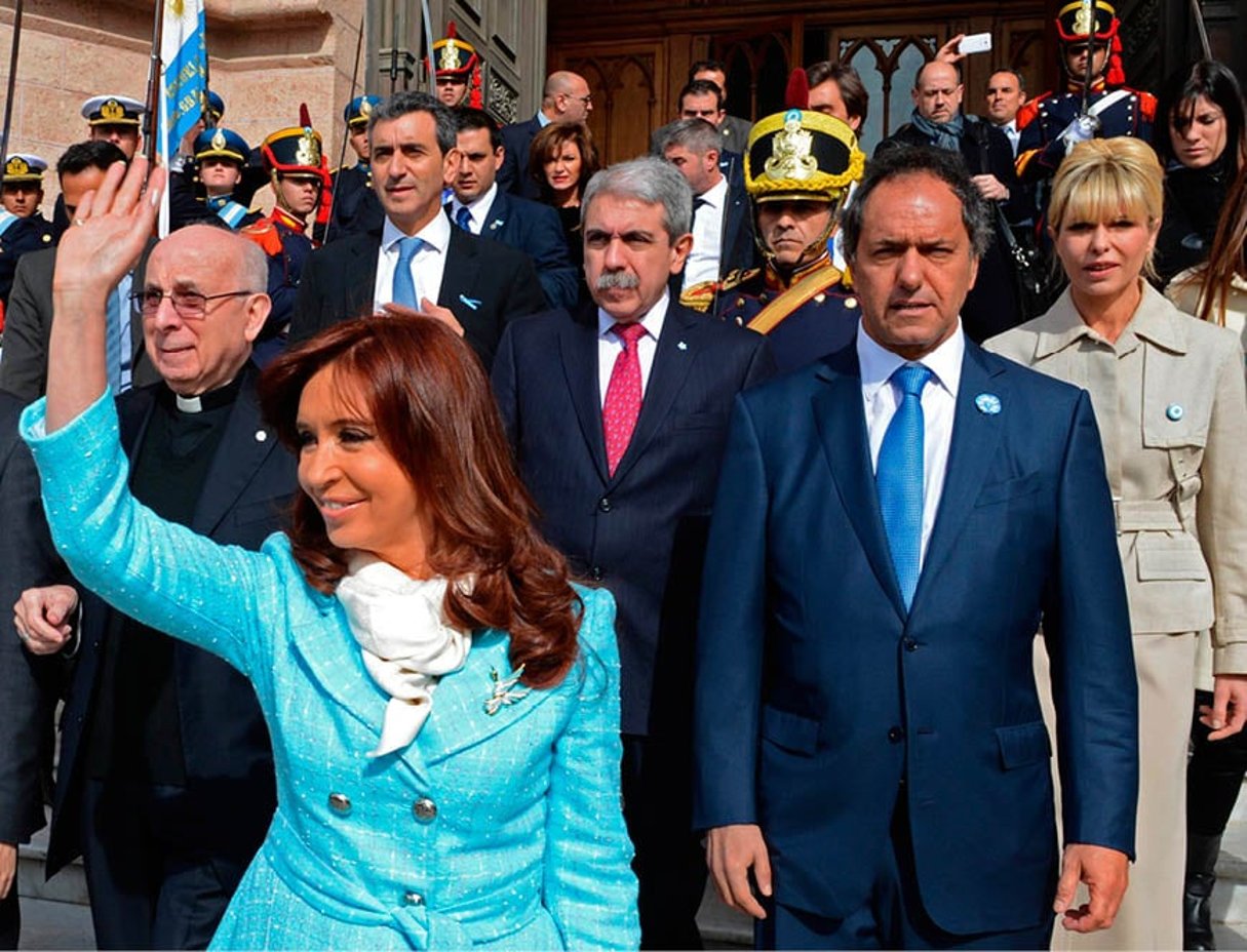 Le gouverneur de Buenos Aires (à dr.) avec Cristina Kirchner, le 25 mai. © Presidencia/AFP