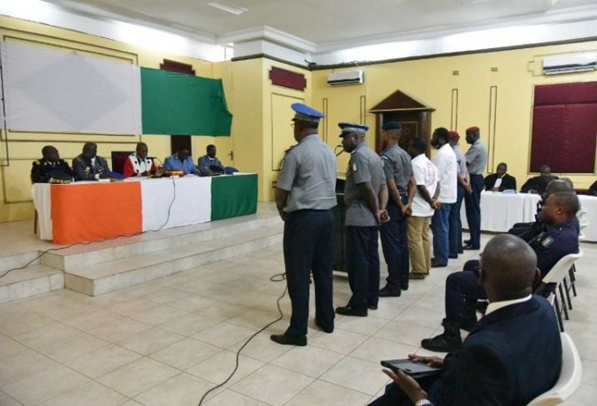 Ouverture du procès des commandants Jean-Noël Abéhi et Anselme Séka Yapo. © Sia Kambou/AFP