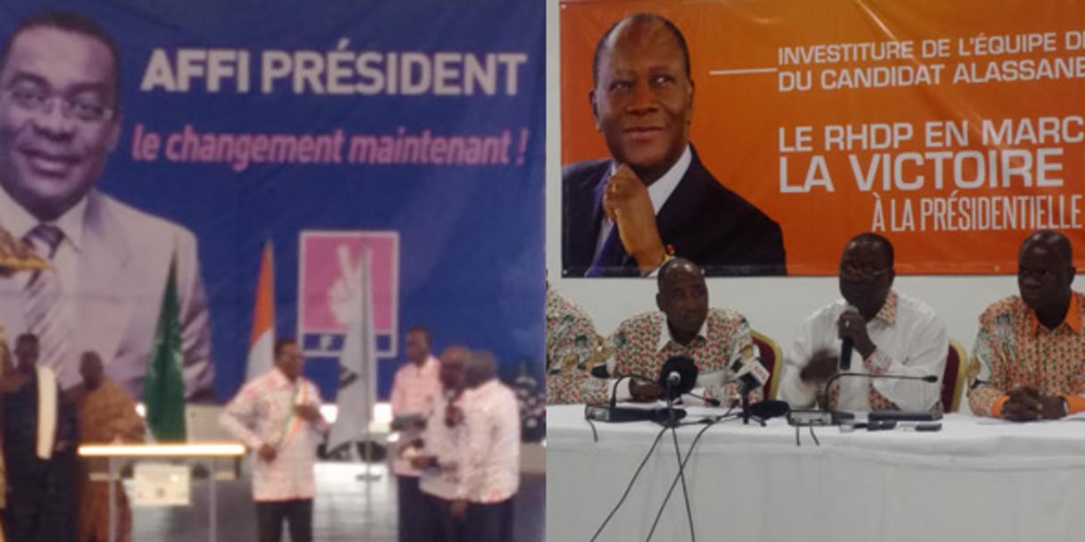 Lors des rassemblements du FPI et du RHDP à Abidjan, respectivement les 8 et 9 août. © Baudelaire Mieu / J.A.