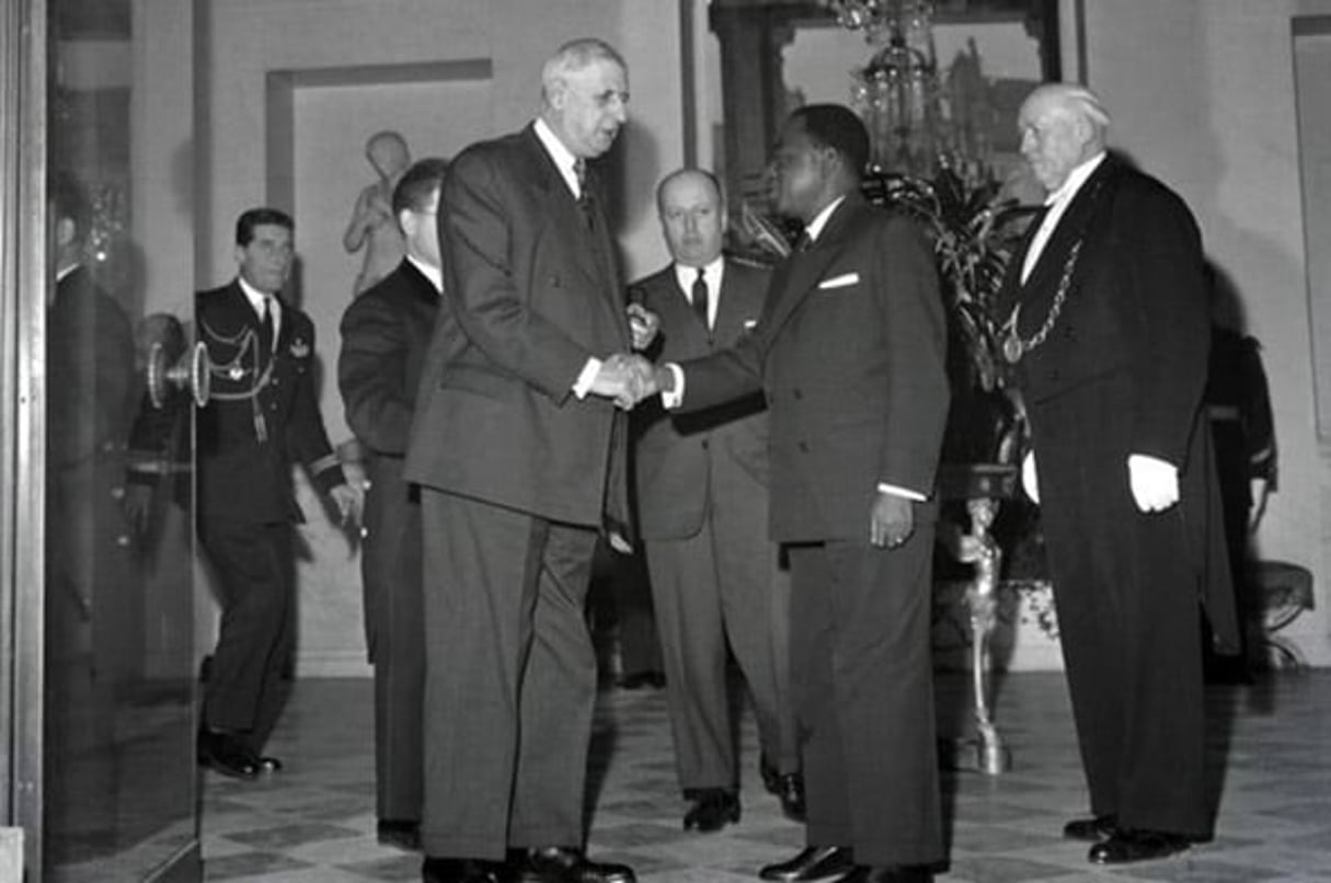 Félix Houphouët-Boigny et De Gaulle,  au Palais de l’Élysée, en 1961. © AFP