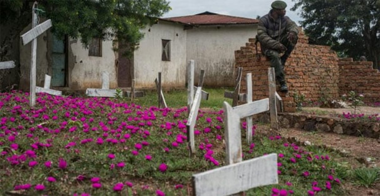 Un cimetière de Mutarule, où sont enterrées les victimes du massacre perpétré en 2014. © Federico Scoppa/AFP