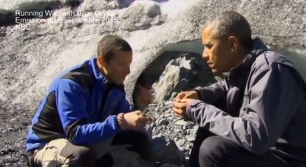 Bear Grylls (à g.) et Barack Obama. © Capture d’écran YouTube.