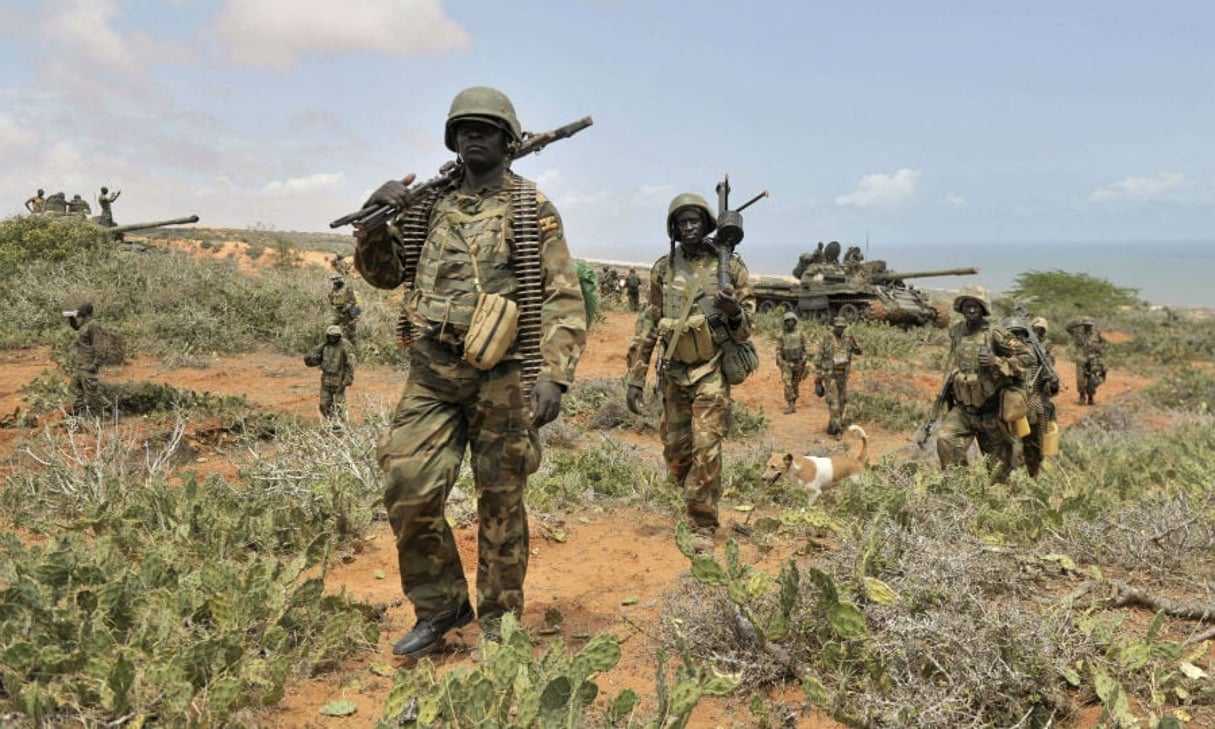 Des soldats de l’Amisom, en Somalie, le 5 octobre 2014. © Tobin Jones/AP/SIPA
