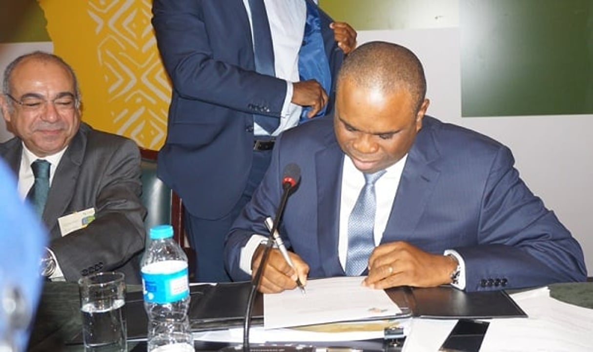 Benedict Oramah, le président de Afreximbank, lors de son investiture en 2015 au Caire. © Afreximbank.