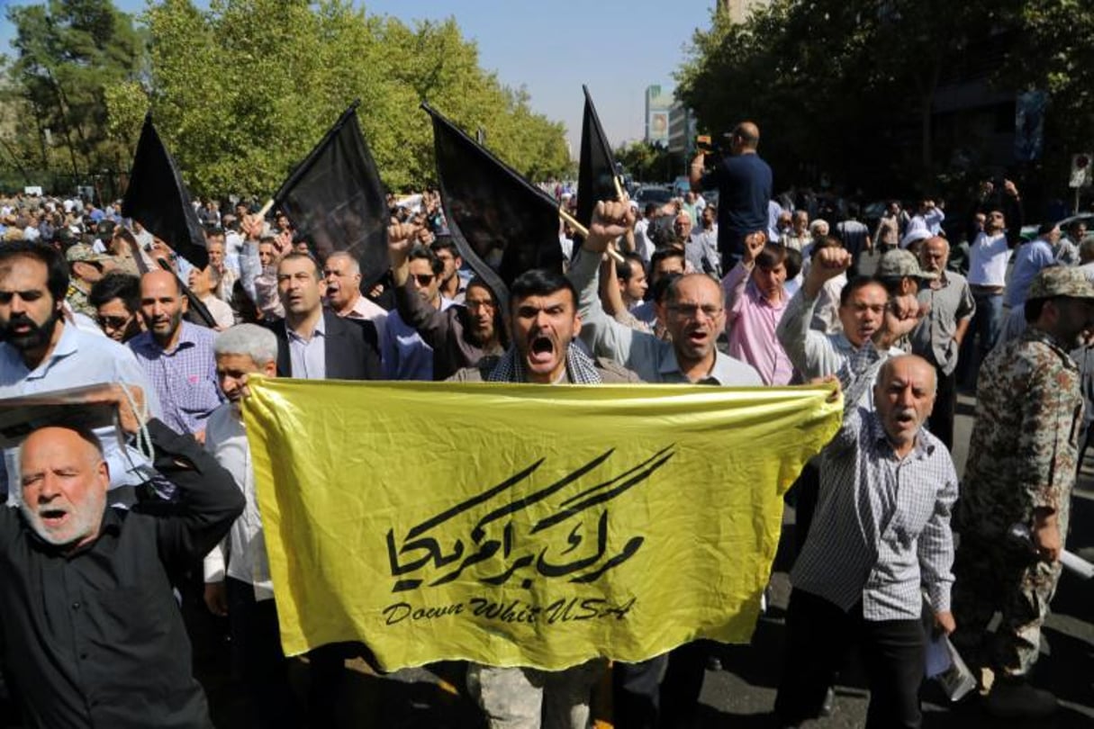 Des Iraniens manifestent le 25 septembre 2015 à Téhéran au lendemain de la bousculade meurtrière survenue à La Mecque. © AFP
