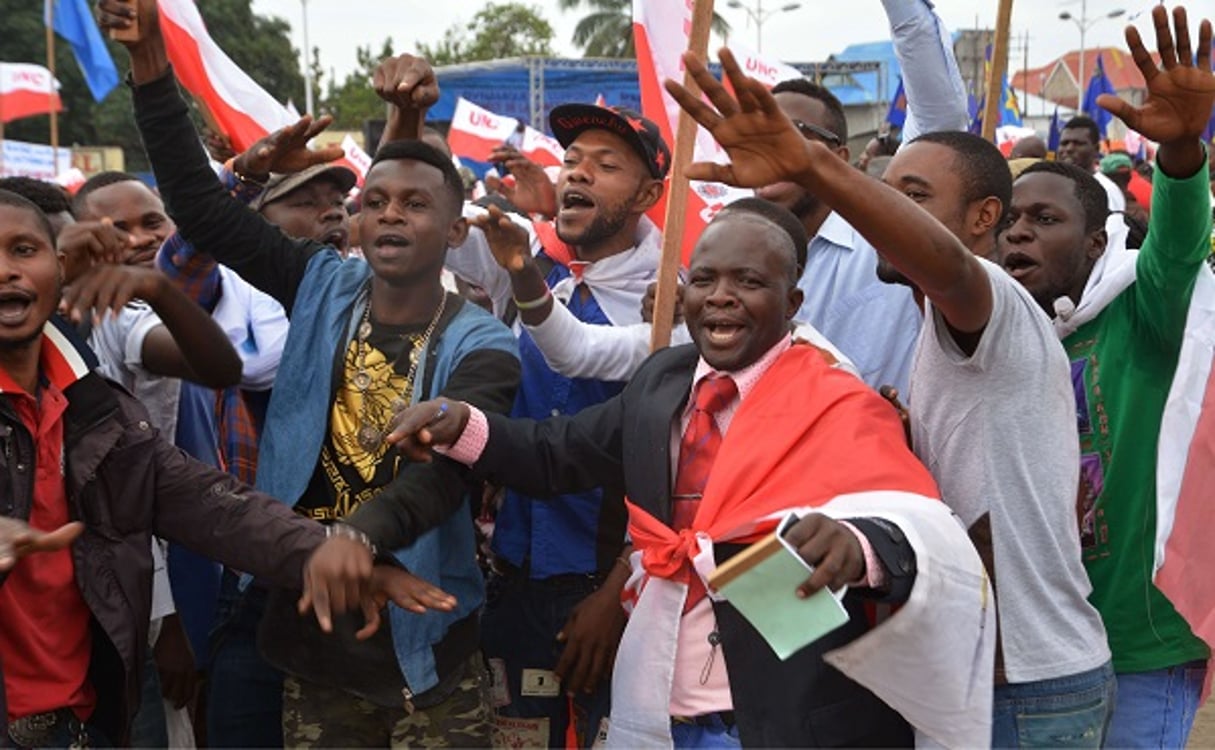 Des opposants au président congolais Jospeh Kabila manifestent à Kinshasa, le 15 septembre 2015. © John Bompengo/AP/SIPA