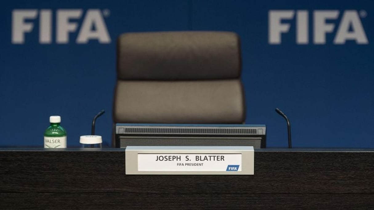 La chaise vide de Sepp Blatter, président démissionnaire de la Fifa. © AFP