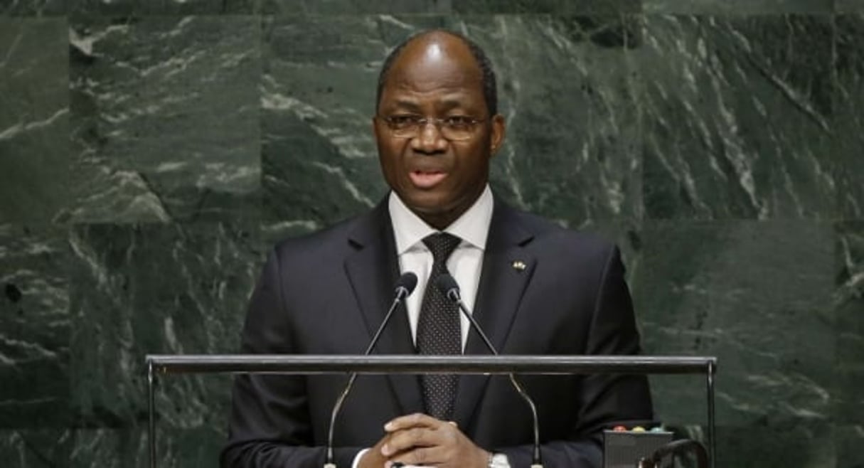 Djibrill Bassolé à la tribune de l’ONU, à New-York, le 29 septembre 2014. © Frank Franklin II/AP/SIPA