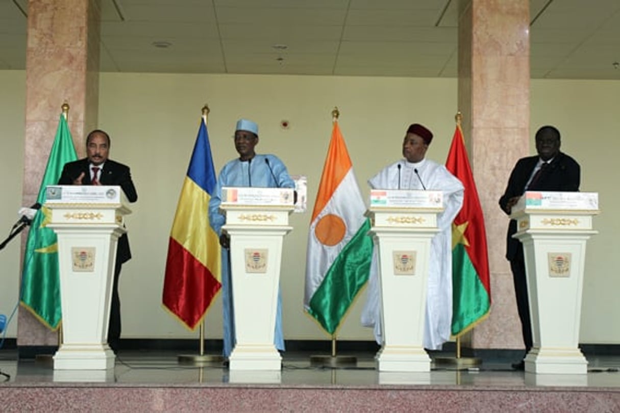 Les présidents de la Mauritanie, du Tchad, du Niger et du Burkina Faso, le 20 novembre à N’Djamena. © Vincent Duhem/J.A.