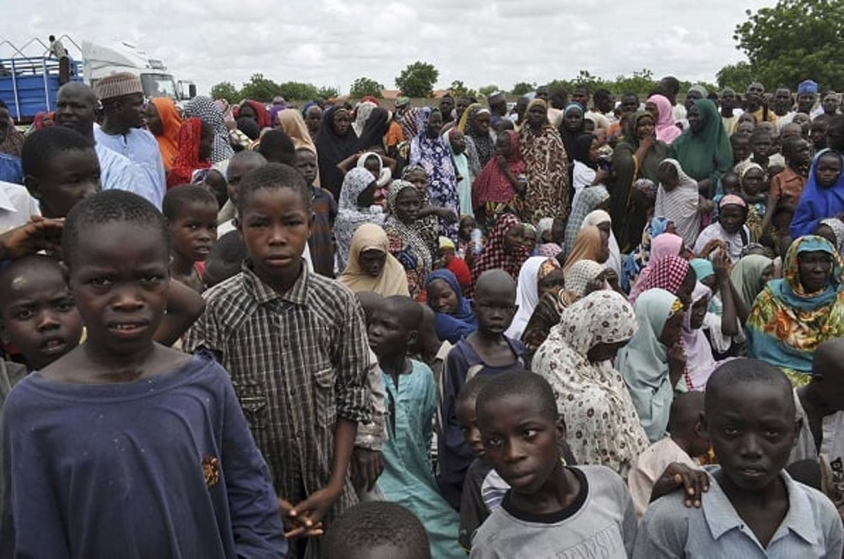 Civils déplacés suite aux attaques de Boko Haram, à Maiduguri, au Nigeria, le 9 septembre 2014. © Jossy Ola / AP / SIPA