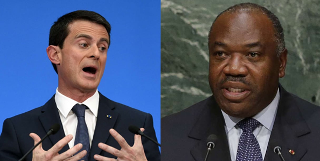 Manuel Valls et Ali Bongo. © AP/SIPA/Montage J.A.