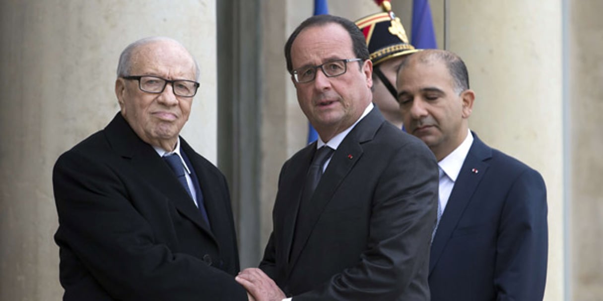 Les présidents français et tunisiens, François Hollande et Béji Caïd Essebsi, à Paris, le 14 novembre 2015. © Jacques Brinon / AP / SIPA
