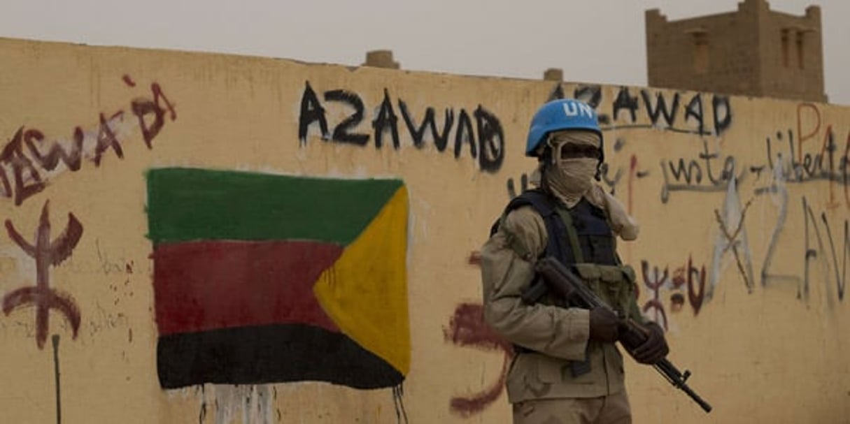 Un soldat de la Minusma à Kidal, pendant le vote de la présidentielle, le 28 juillet 2013. © Rebecca Blackwell /AP/SIPA