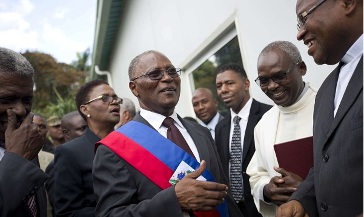 Jocelerme Privert, président par intérim d’Haiti. © Dieu Nalio Chery/AP/SIPA