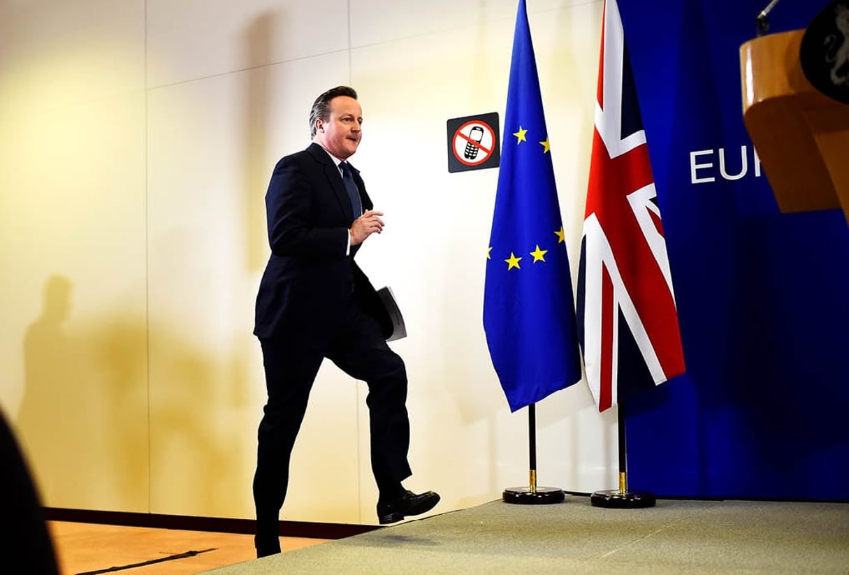Le Premier ministre britannique à Bruxelles, le 19 février. © DYLAN MARTINEZ/REUTERS