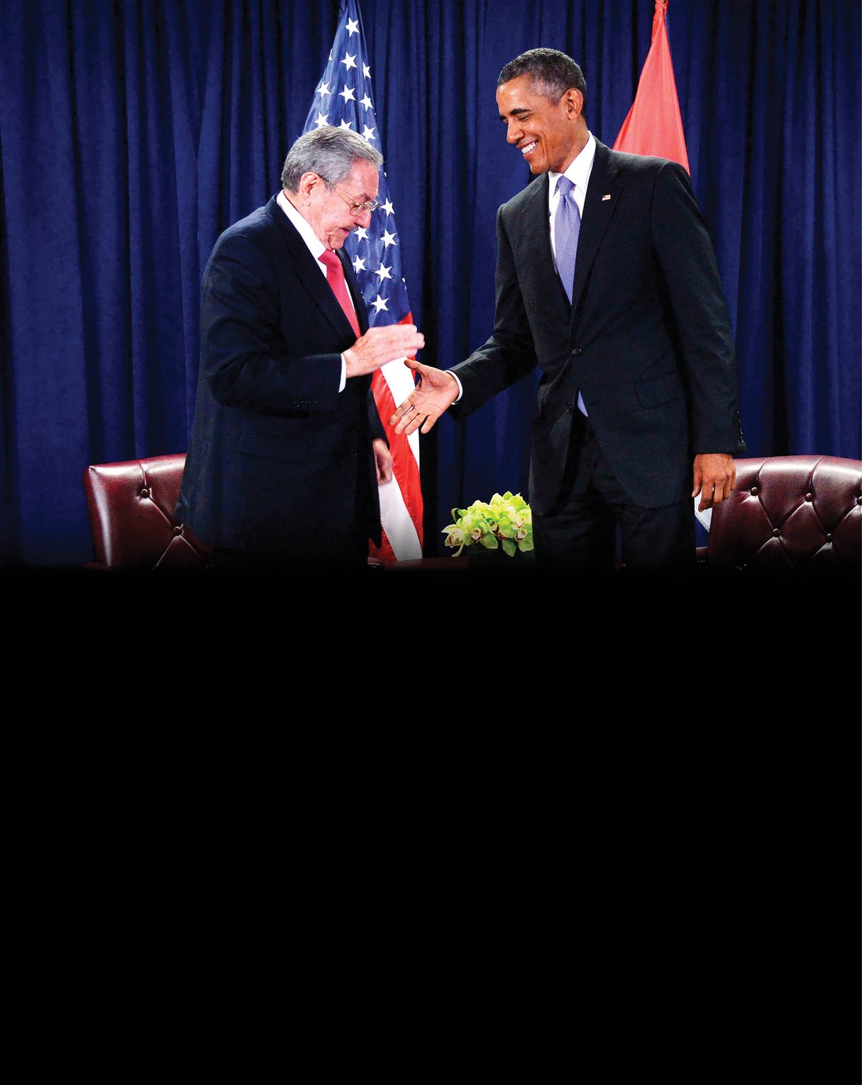Entrevue entre Barack Obama et Raúl Castro au siège de l'ONU, à New York, le 29 septembre 2015. &copy; SIPANY/SIPA