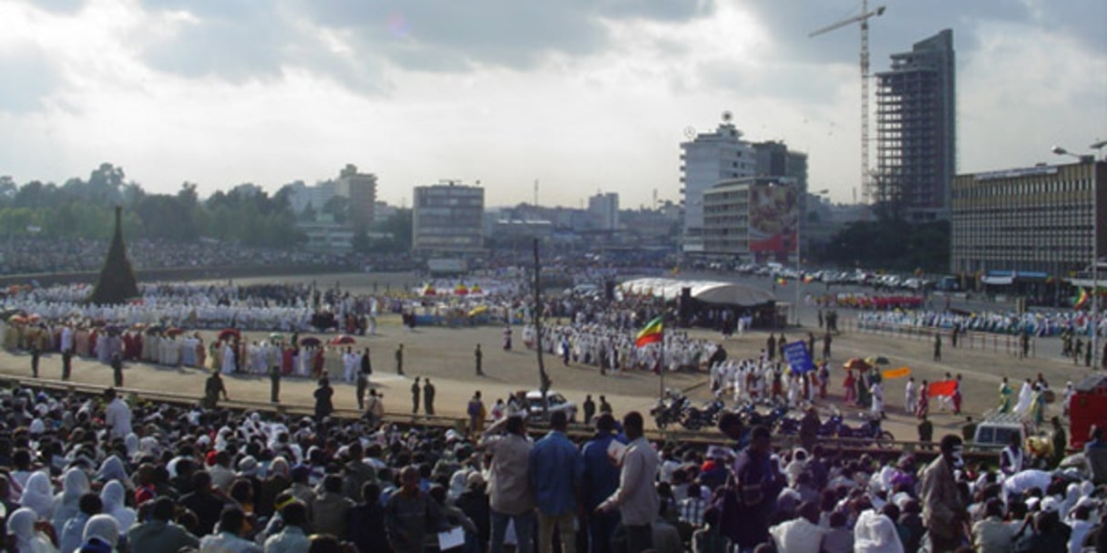 Une vue de la Mesqel Adebabay (« place de la Croix »), le jour de la fête de Mesqel, à Addis Abeba, où 500 manifestants oromo se sont rassemblés samedi 6 août 2016 avant d’être violemment réprimés par la police © Ferit / Wikimedia Commons