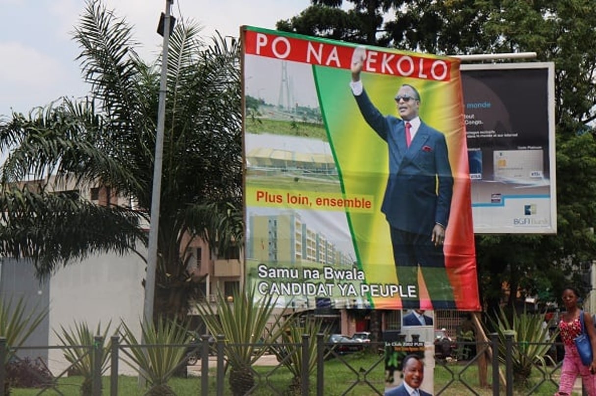 Une affiche du président sortant candidat à sa propre succession, Denis Sassou Nguesso. © DR
