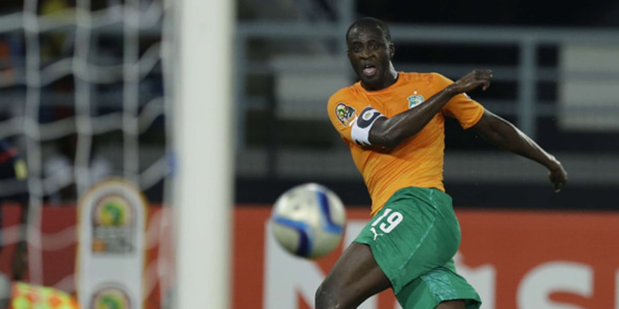 Yaya Touré marque un but contre le Congo lors de la CAN en Guinée équatoriale, le 4 février 2015. © Themba Hadebe /AP / SIPA