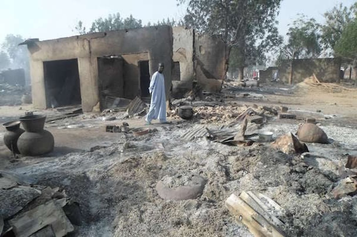 Attaque de Boko Haram dans le village de Dalori, près de Maiduguri (nord-est), Nigeria, le 3 janvier 2016. © Jossy Ola/AP/SIPA