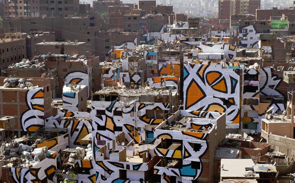 Le dernier calligraffiti d’El Seed au Caire, pour changer les mentalités. © El Seed