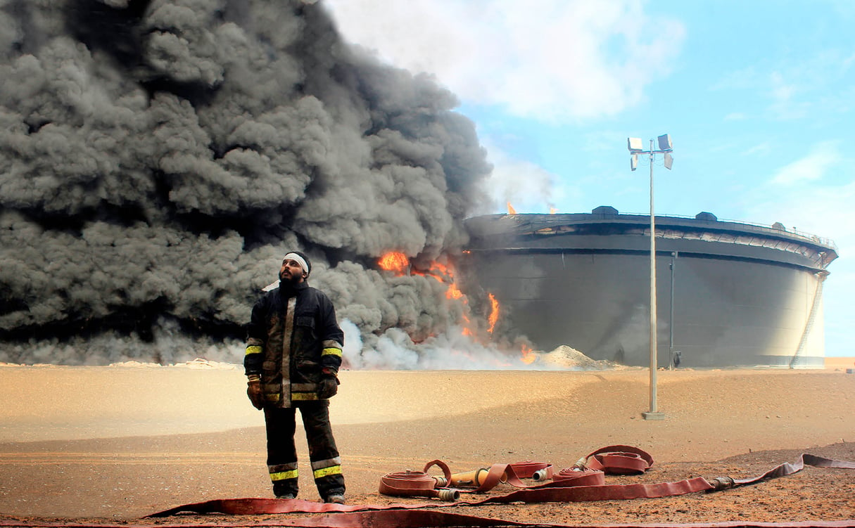 Les jihadistes multiplient les attaques contre les réservoirs de stockage de pétrole. Ici à Ras Lanouf, le 23 janvier. © AFP