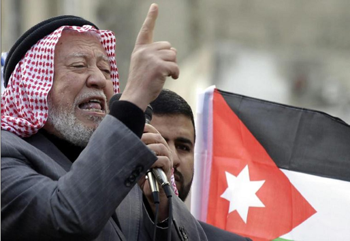 Hamza Mansur, l’un des chefs des Frères musulmans, le 28 novembre 2014 à Amman. © KHALIL MAZRAAWI /AFP
