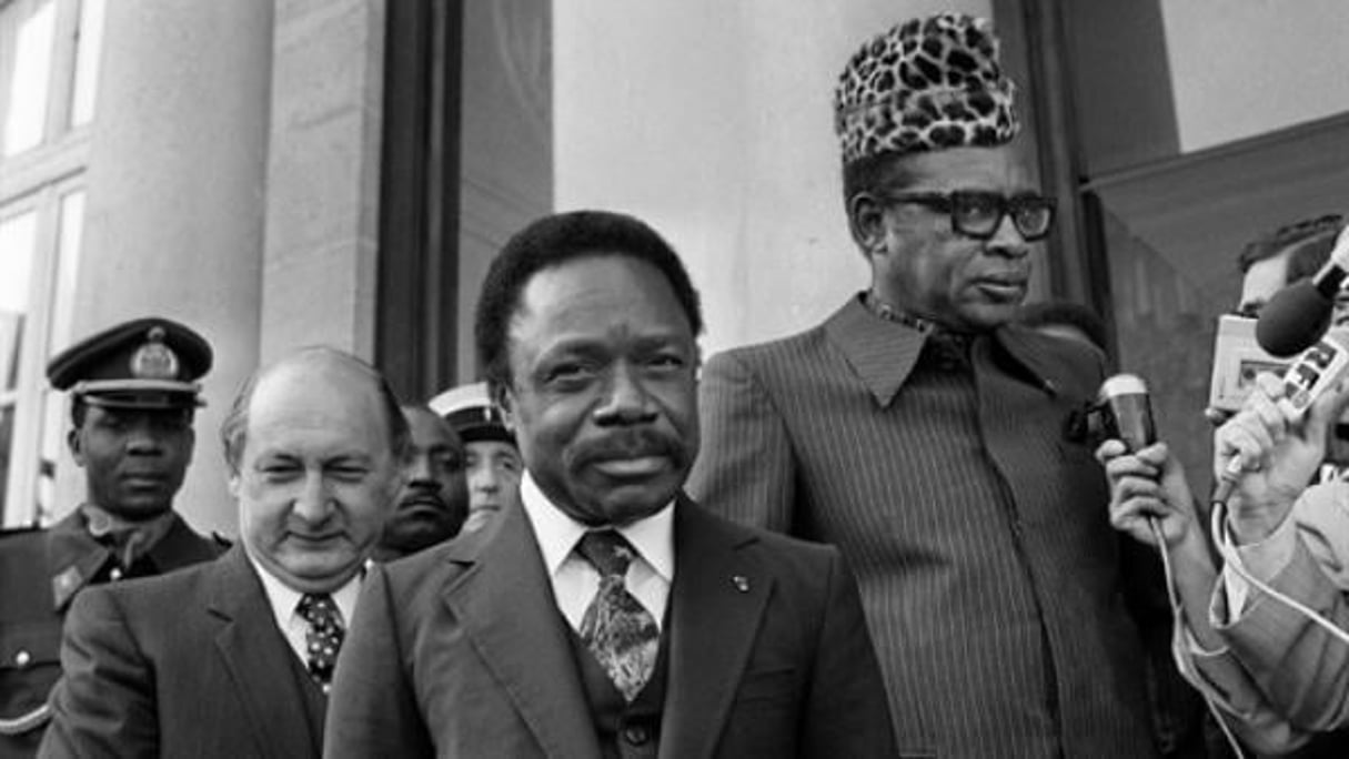 Le président gabonais, Omar Bongo et le président zaïrois, Mobutu Sese Seko, au Palais de l’Elysée, le 30 septembre 1980 © Pierre Guillaud/AFP