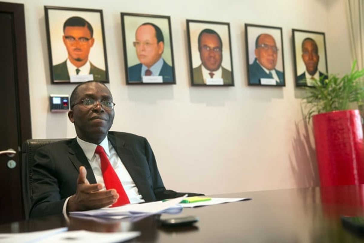 Augustin Matata Ponyo, Premier ministre de la RD Congo, le 14 octobre 2014 à Kinshasa. © Gwenn Dubourthoumieu pour Jeune Afrique