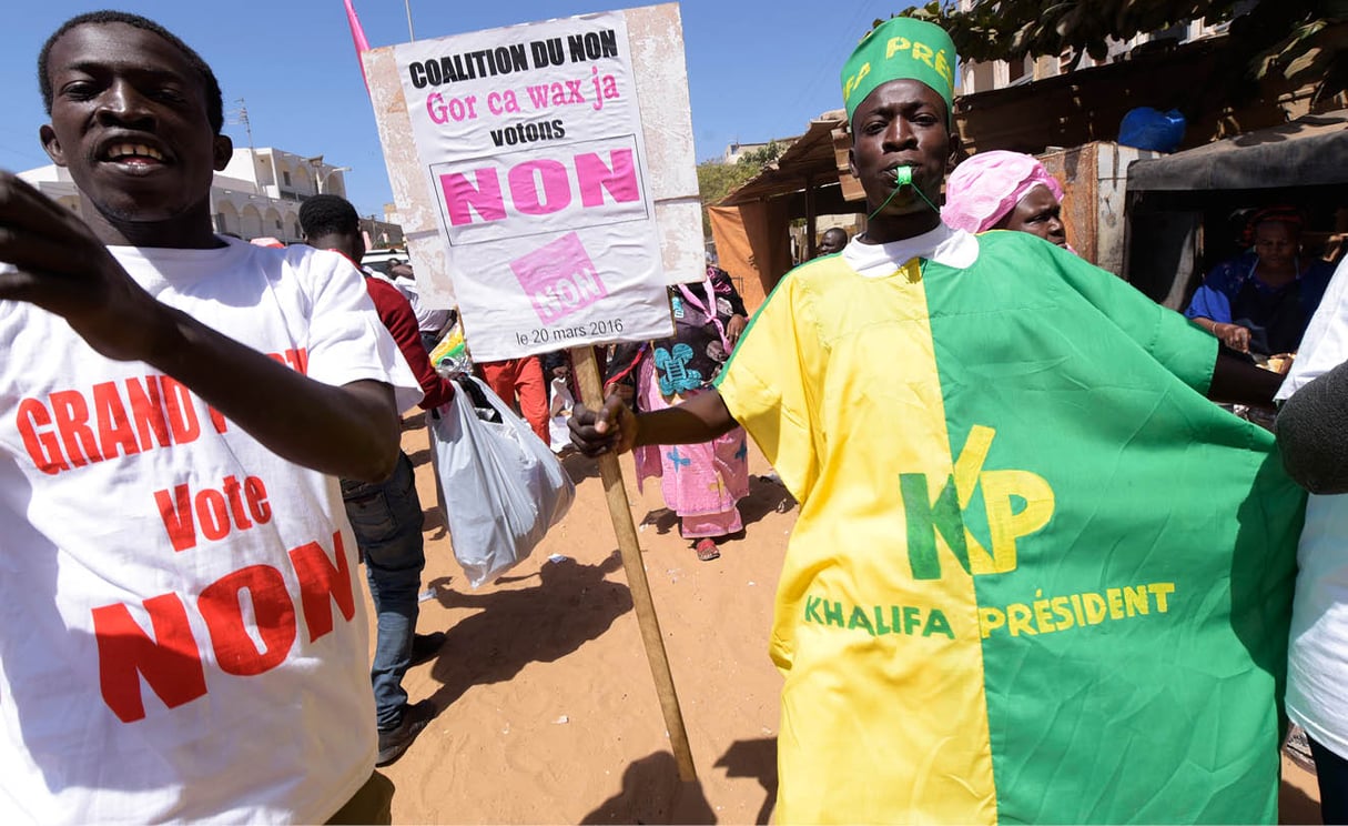 Lors de la campagne du référendum sur la Constitution, le 12 mars, à Dakar. &copy; SEYLLOU/AFP