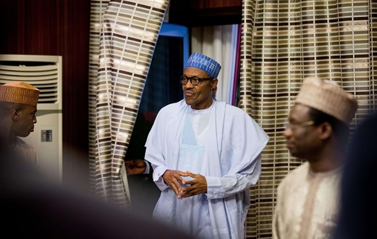 Muhammadu Buhari à Abuja le 21 avril.. © Andrew Harnik/AP/SIPA