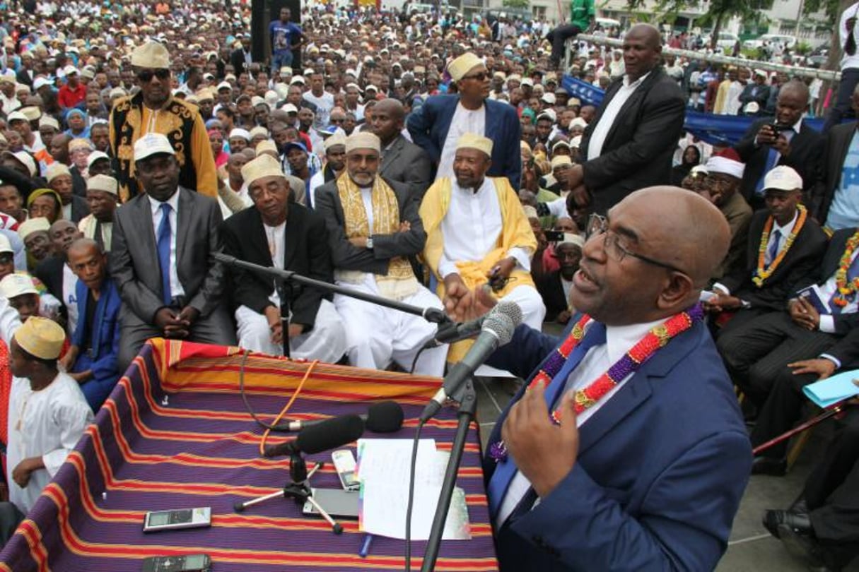 Azali Assoumani, ancien président des Comores et candidat à la présidentielle, le 24 janvier 2016 à Moroni. © Ibrahim Youssouf/AFP