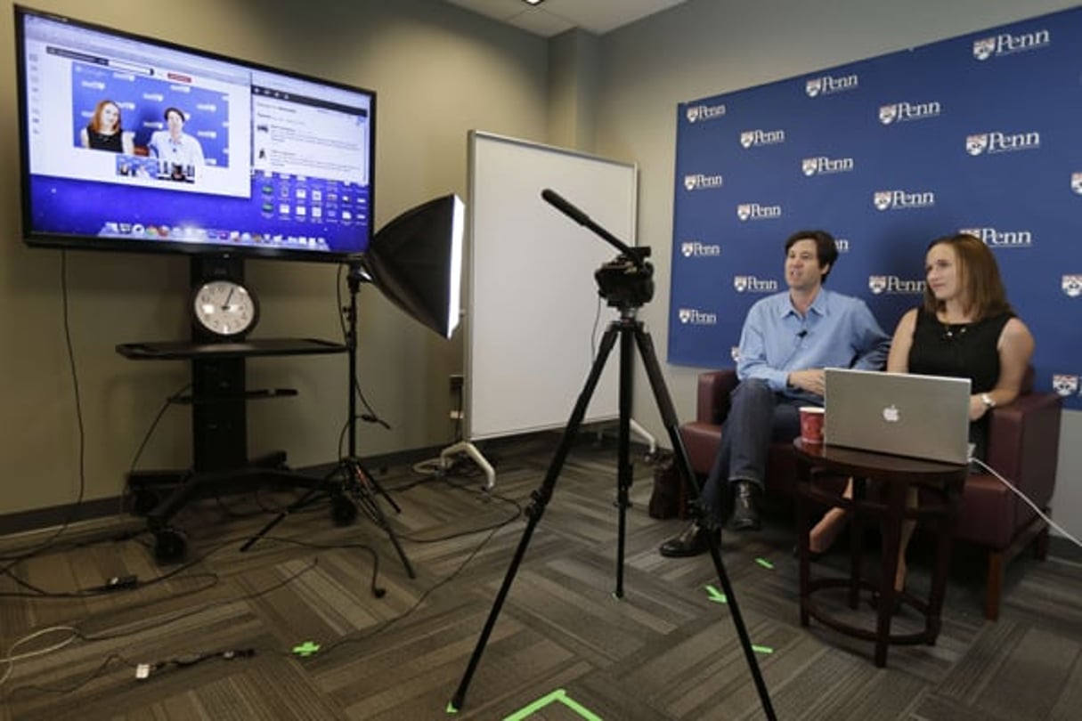 L’enregistrement d’un MOOC à l’Université de Pennsylvanie, en 2013. © Matt Rourke/AP/SIPA