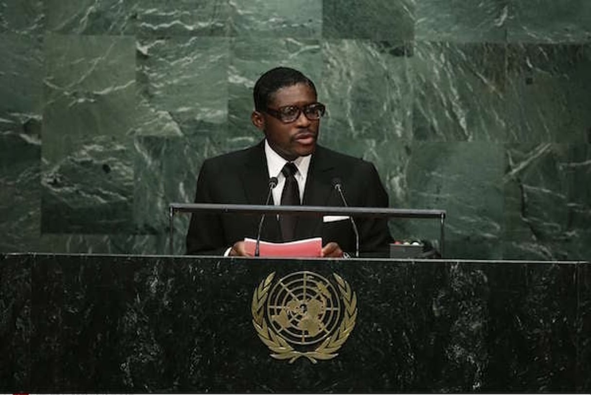 Le fils du président équato-guinéen Teodoro Nguema Obiang Mangue devant l’Assemblée générale de l’ONU, le 30 septembre 2015 (photo d’illustration). © Frank Franklin II/AP/SIPA