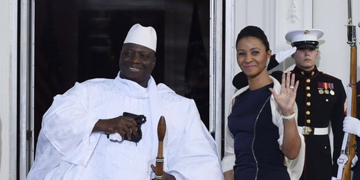 Yahya Jammeh et son épouse, Zineb,  à Washington, le 5 août 2014. © Susan Walsh / AP / SIPA