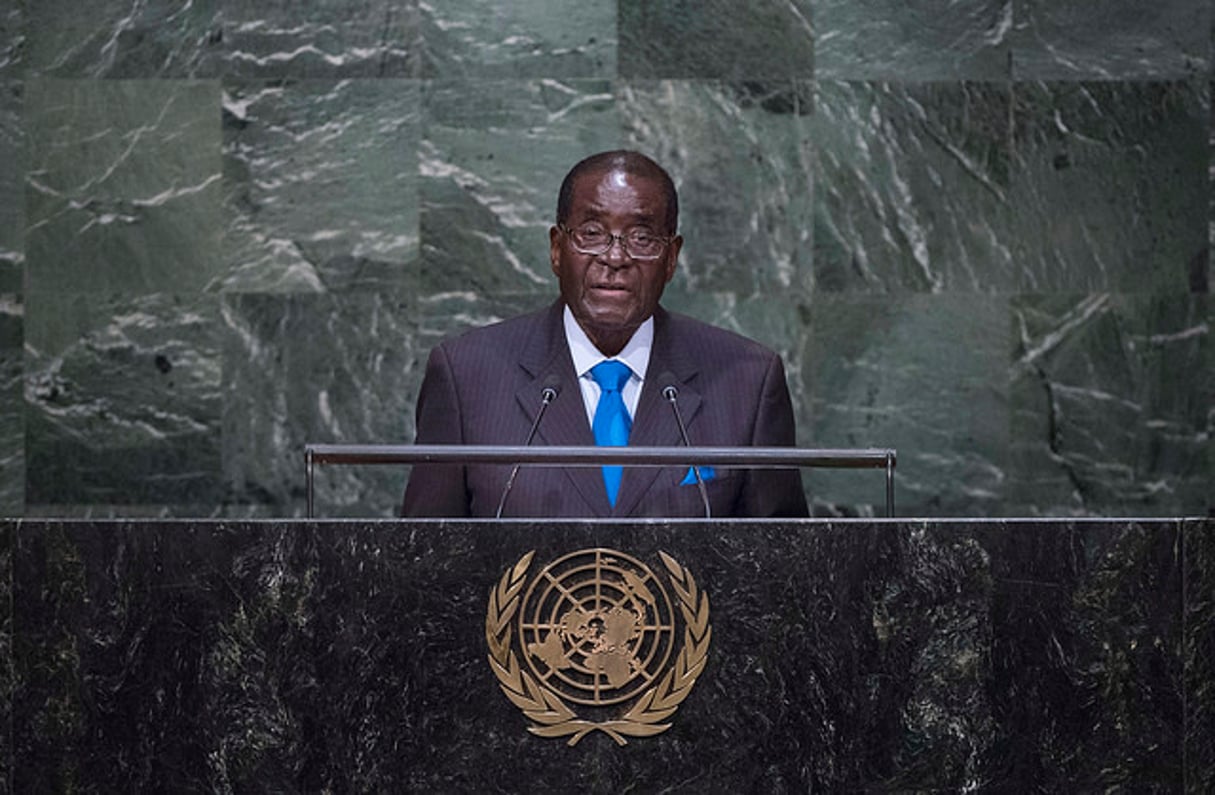 Robert Mugabe, le président zimbabwéen,  à l’Assemblée générale de l’ONU, le 28 septembre 2015. © Flickr/Onu