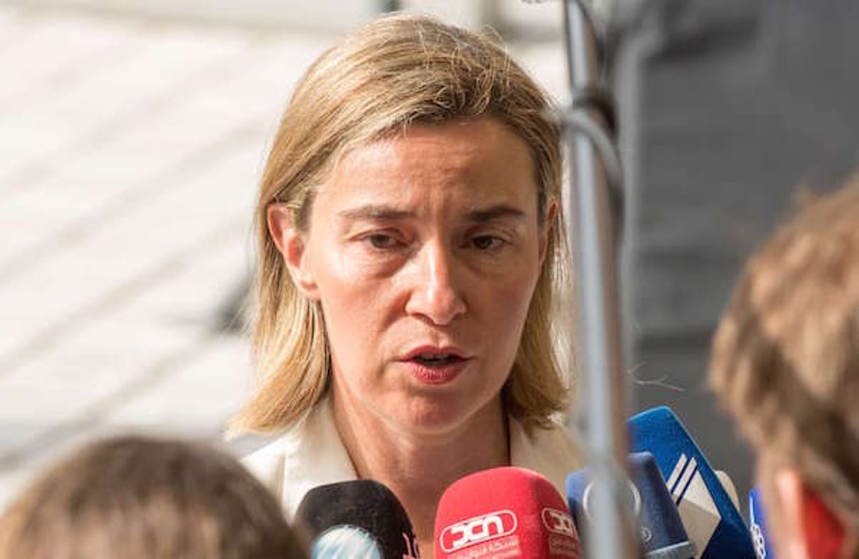 La représentative de la politique étrangère européenne, Frederica Mogherini, à son arrivée au Luxembourg où doit se tenir un Conseil européen sur la situation en Libye, le 20 juin 2016. © Charles Caratini/AP/SIPA