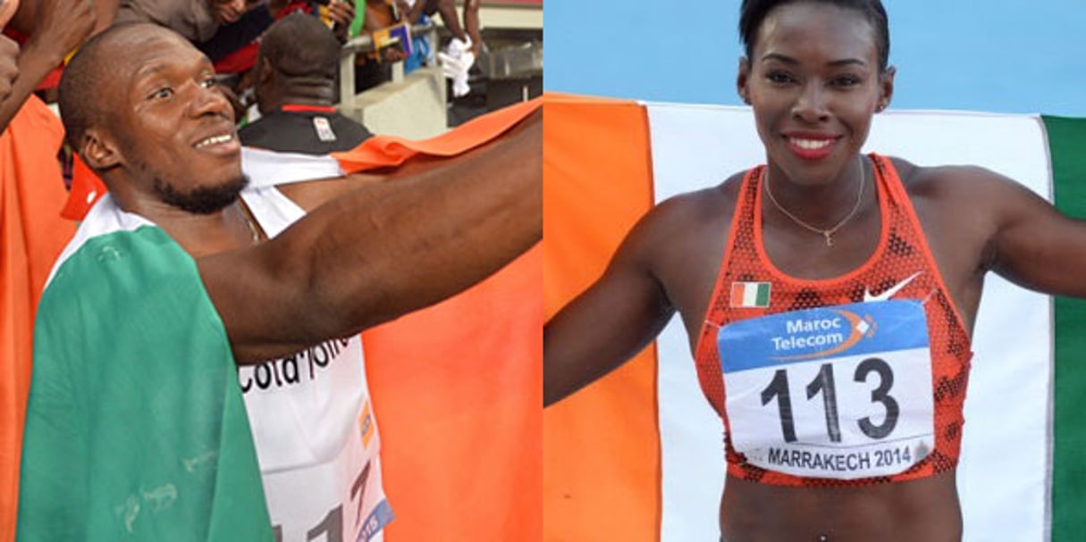 Meïté Ben Youssef et Murielle Ahouré, spécialistes ivoiriens des 100 et 200 mètres. © AFP/IAAF
