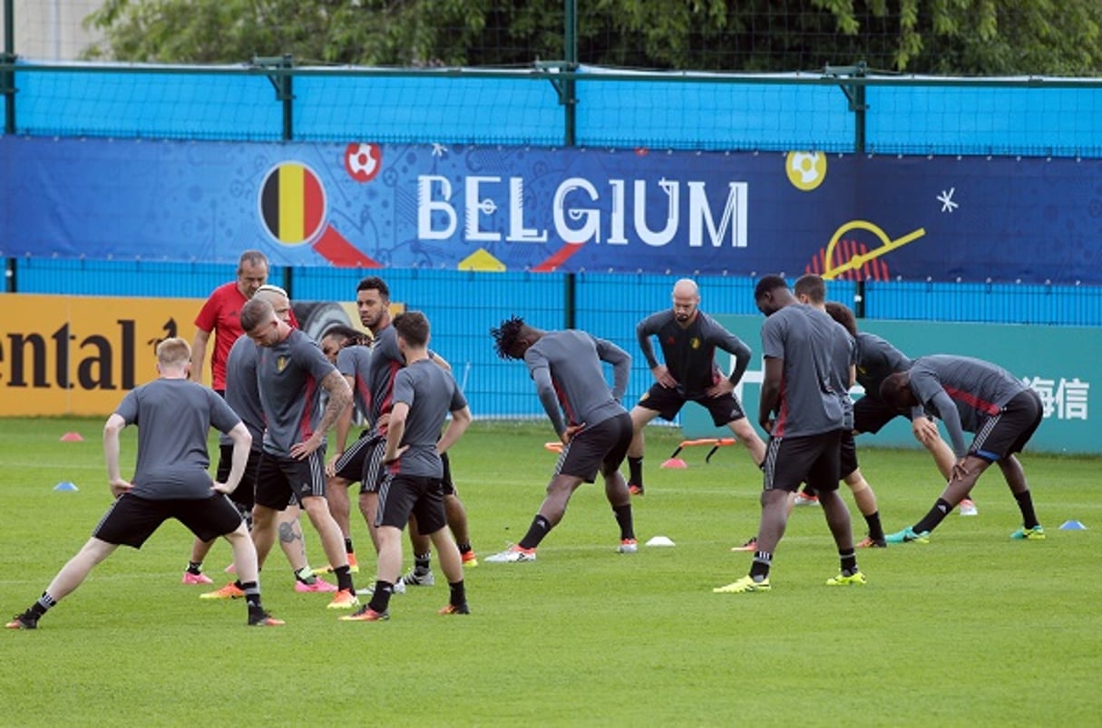 Une séance d’entrainement de l’équipe belge près de Bordeaux le 30 juin 2016. © Thibaud Moritz/AP/SIPA
