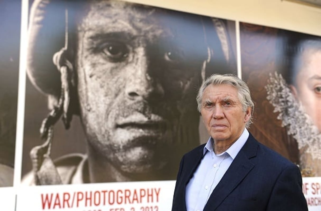 Don McCullin en 2012 au Texas à Houston à l’occasion de l’exposition « War/photography ». © Pat Sullivan/AP/Sipa