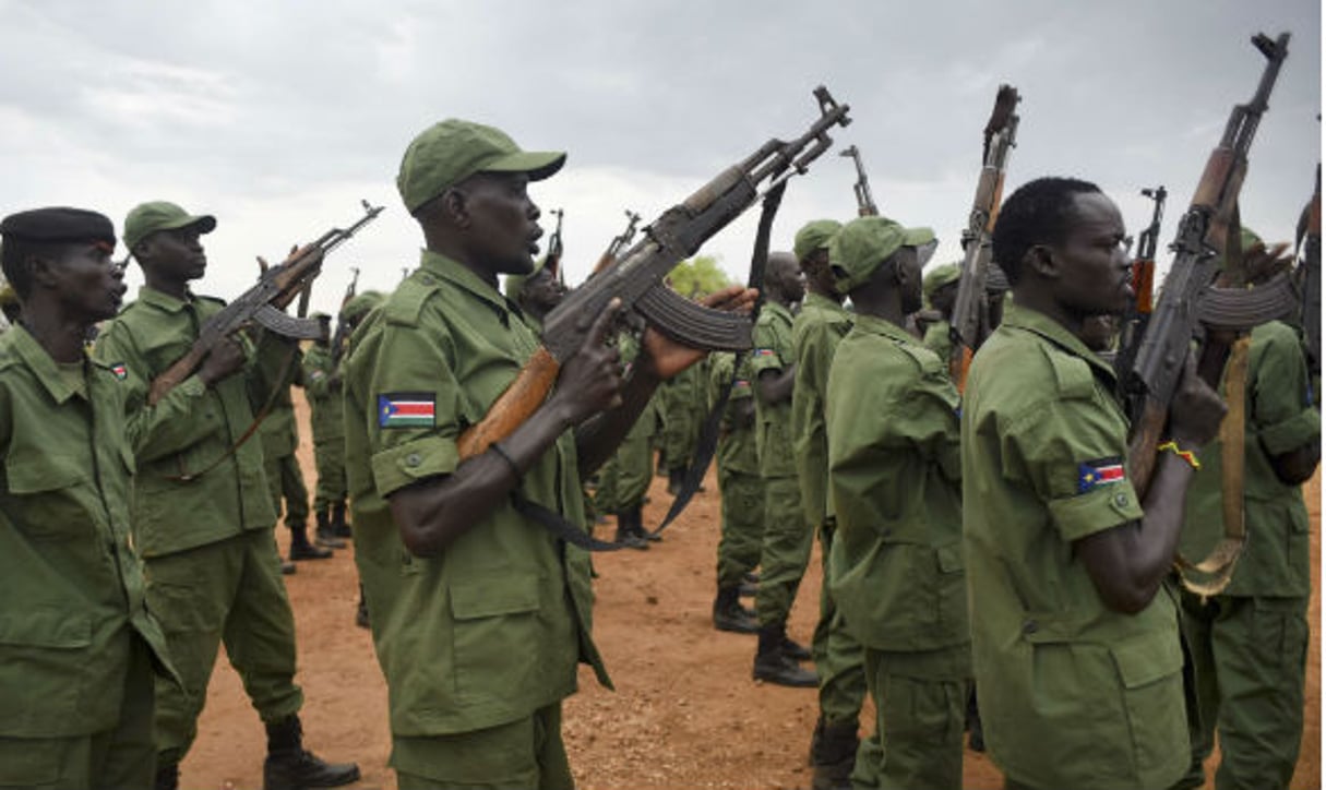 Les ex-rebelles de Riek Machar dans un camp militaire de la capitale, le 7 avril 2016. © Jason Patinkin/AP/SIPA