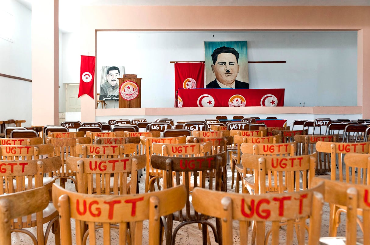 La salle de réunion du syndicat à Sidi Bouzid, ville d’où était partie la révolution de 2011. © nicolas fauqué/imagesdetunisie.com
