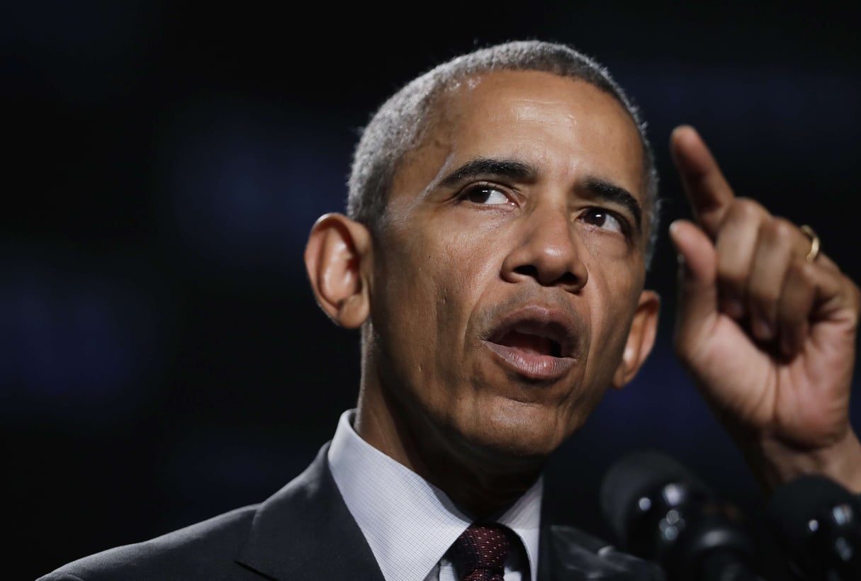 Barack Obama donnant un discours à Atlanta, le 1er août © Manuel Balce Ceneta/AP/Sipa