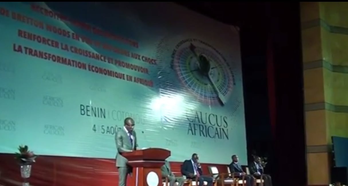 Le président du Bénin, Patrice Talon, le 04 août à Cotonou, pour les rencontres 2016 du Caucus africain de Bretton Woods. © Agence Bénin Presse/Youtube