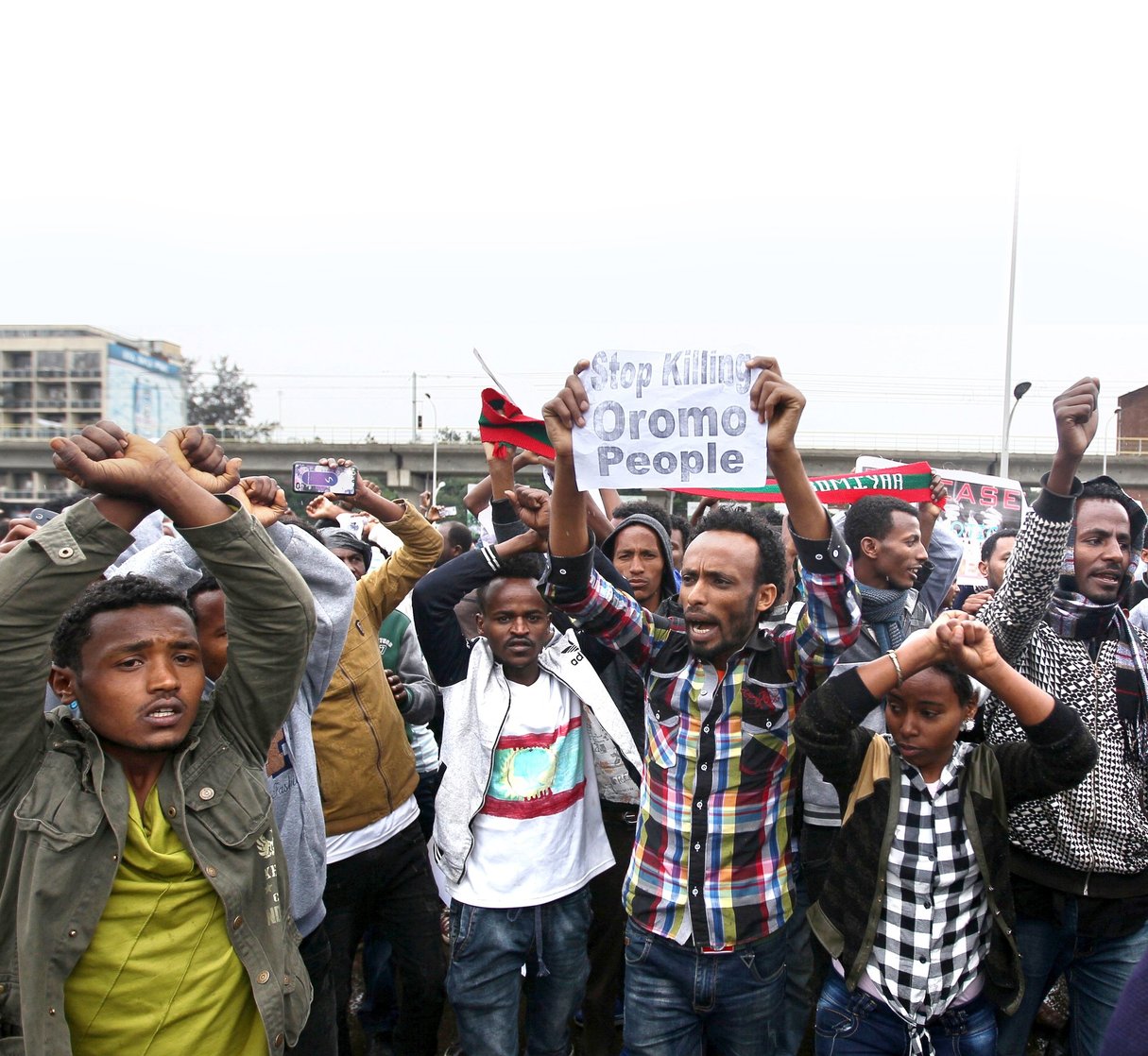 Manifestants à Addis-Abeba, le 6 août. © Tiksa Negeri/REUTERS