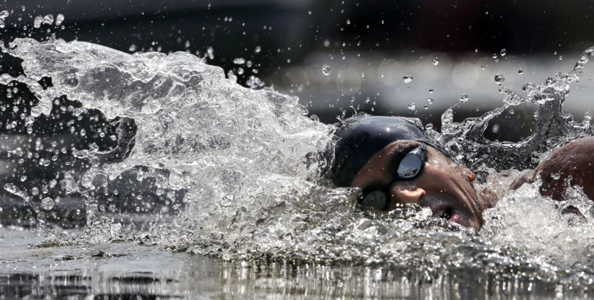 Oussama Mellouli, médaillé d’or aux JO de Londres en 2012. © Charlie Riedel/AP/SIPA