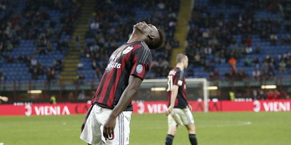 Mario Balotelli, le 21 avril 2016, lors du match entre Milan et Capri, à Milan. © Antonio Calanni/AP/SIPA